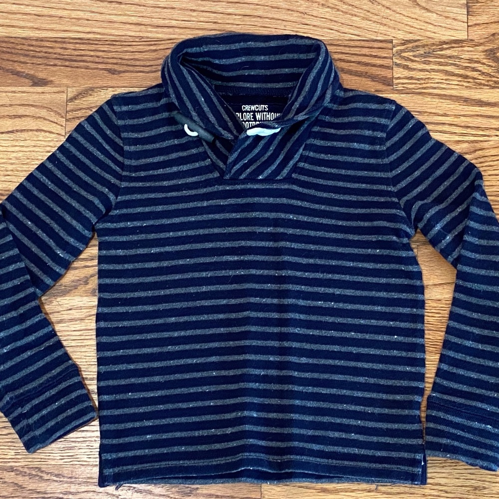 CREWCUTS 4-5 Boy's Navy Grey Striped Pullover